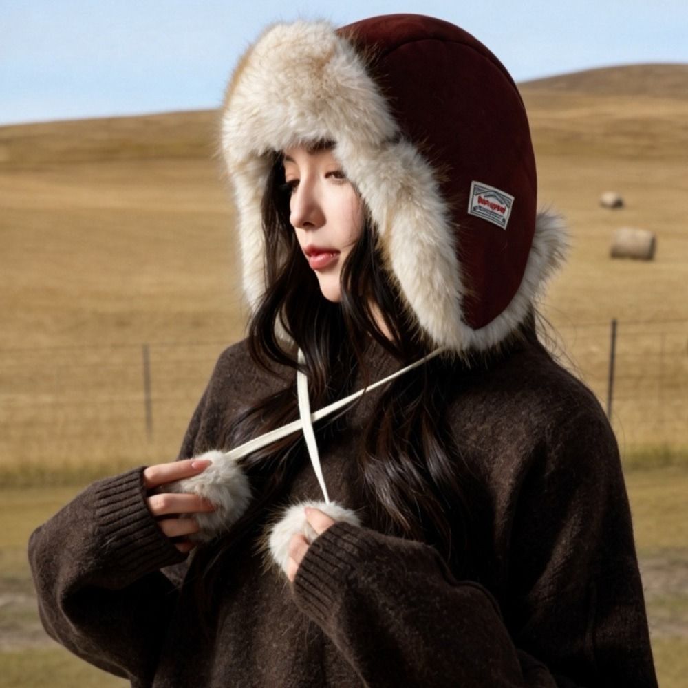 Winter Trapper Hat - Topi Trapper Berlapis Bulu Poliester, Tahan