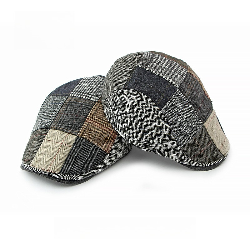 1 buah Topi Pria Patchwork Twe - Newsboy Cap Ivy ulasan dan harga